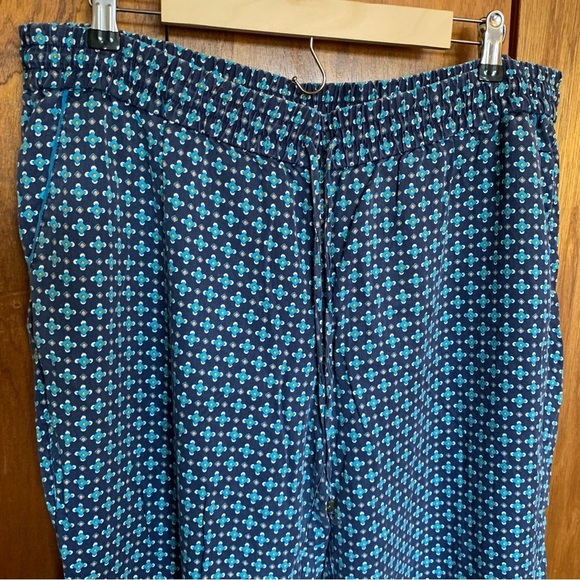 Lands end lounge pants size large women’s blue diamond print tie waist - Picture 2 of 14